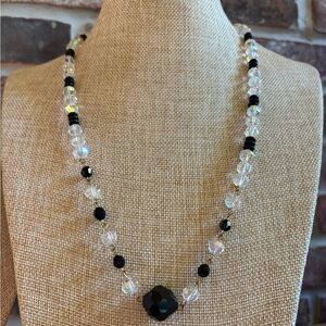 Elegant Black and Crystal Necklace